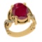 3.68 Ctw VS/SI1 Ruby and Diamond Prong Set 14K Yellow Gold Engagement Ring