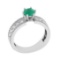 1.36 Ctw VS/SI1 Emerald and Diamond Prong Set 14K White Gold Engagement Rin