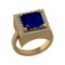 3.35 Ctw VS/SI1 Blue Sapphire and Diamond 14k Yellow Gold Engagement Ring (