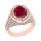 4.70 Ctw VS/SI1 Ruby and Diamond Prong Set 14K Rose Gold Engagement Ring (A