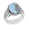 5.95 Ctw I2/I3 Rainbow Moonstone And Diamond 10K White Gold Engagement Ring