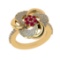 0.90 Ctw VS/SI1 Ruby and Diamond 14k Yellow Gold Engagement Ring (ALL DIAMO