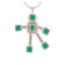 7.65 Ctw VS/SI1 Emerald and Diamond 14K Rose Gold Necklace(ALL DIAMOND ARE