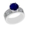 3.47 Ctw VS/SI1 Blue Sapphire and Diamond 14k white Gold Engagement Ring (A