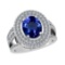 6.33 Ctw VS/SI1 Tanzanite And Diamond 18k White Gold Engagement Halo Ring