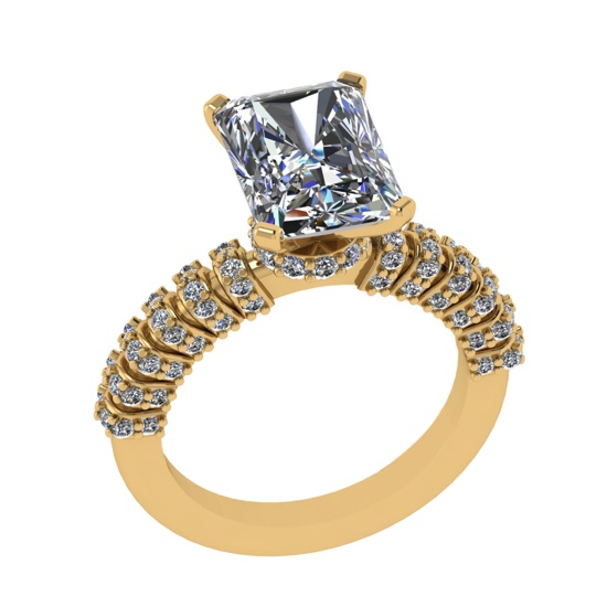 3.79 Ctw VS/SI1 Diamond 14k Yellow Gold Engagement Ring (ALL DIAMOND ARE LA