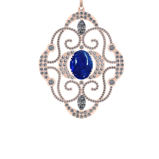 39.09 Ctw SI1/SI2 Tanzanite and Diamond 14k Rose Gold Pandant (ALL DIAMOND