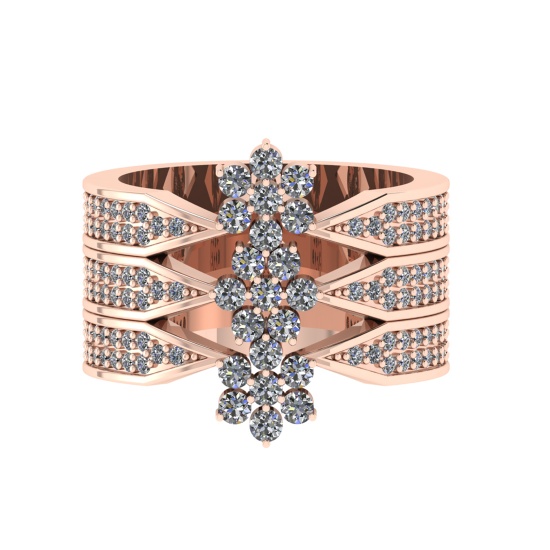 1.24 Ctw VS/SI1 Diamond 14K Rose Gold Cluster Engagement Ring (ALL DIAMOND