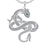 4.72 CtwVS/SI1 Emerald and Diamond 14K White Gold Dragon Necklace (ALL DIAM