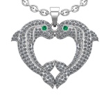 2.50 Ctw VS/SI1 Diamond 14k white Gold Fish Pandant (ALL DIAMOND ARE LAB GR
