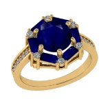 2.77 Ctw VS/SI1 Blue Sapphire and Diamond 14k Yellow Gold Engagement Ring (