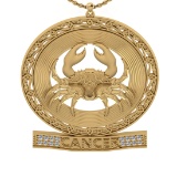 0.08 Ctw VS/SI1 Diamond 14K Yellow Gold Cancer zodiac sign theme Necklace (