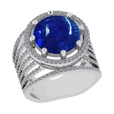 9.43 Ctw SI1/SI2 Tanzanite and Diamond 14k white Gold Engagement Ring ( (AL
