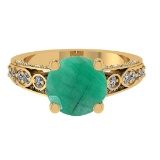 3.32 Ctw VS/SI1 Emerald and Diamond 14k Yellow Gold Engagement Ring (ALL DI