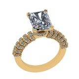 3.79 Ctw VS/SI1 Diamond 14k Yellow Gold Engagement Ring (ALL DIAMOND ARE LA