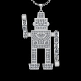 7.91 Ctw VS/SI1 Diamond 18K White Gold Robot themed Necklace(ALL DIAMOND AR