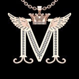 2.17 Ctw VS/SI1 Diamond Prong Set 18K Rose Gold Letter theme ( m) Necklace