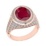 4.70 Ctw VS/SI1 Ruby and Diamond Prong Set 14K Rose Gold Engagement Ring (A