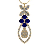 19.90Ctw VS/SI1 Blue Sapphire and Diamond 14K Yellow Gold Necklace(ALL DIAM