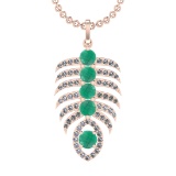 4.60 Ctw VS/SI1 Emerald and Diamond 14k Rose Gold Pandant (ALL DIAMOND ARE