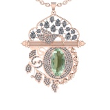 22.47 Ctw I2/I3 Green Amethyst And Diamond 10K Rose Gold Necklace(ALL DIAMO