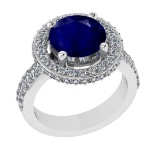 1.07 Ctw VS/SI1 Blue Sapphire and Diamond 14k white Gold Engagement Ring (A