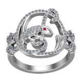 0.81 Ctw VS/SI1 Diamond 14k white Gold Creature theme Ring (ALL DIAMOND ARE