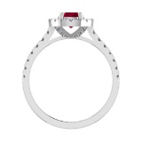 0.92 Ctw VS/SI1 Ruby and Diamond 14k white Gold Engagement Ring (ALL DIAMON