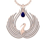 7.52 Ctw VS/SI1 Blue Sapphire and Diamond 14K Rose Gold Pendant (ALL DIAMON