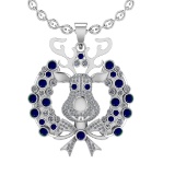 3.02Ctw VS/SI1 Blue Sapphire and Diamond 14K White Gold Necklace(ALL DIAMON