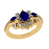 1.75 Ctw VS/SI1 Blue Sapphire and Diamond 14k Yellow Gold Engagement Ring (