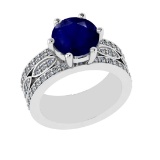 3.47 Ctw VS/SI1 Blue Sapphire and Diamond 14k white Gold Engagement Ring (A
