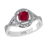 1.65 Ctw VS/SI1 Ruby and Diamond 14k white Gold Engagement Ring (ALL DIAMON