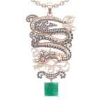 6.40 Ctw VS/SI1 Emerald and Diamond Prong Set 14K Rose Gold Pendant (ALL DI