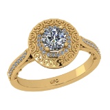 1.10 Ctw VS/SI1 Diamond Prong Set 14k Yellow Gold Engagement Ring (ALL DIAM