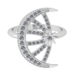 0.62 Ctw SI2/SI1 Diamond Prong Set 14k white Gold Engagement Ring (ALL DIAM