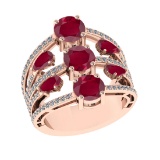 4.22 Ctw VS/SI1 Ruby and Diamond 14k Rose Gold Engagement Ring (ALL DIAMOND