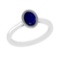 2.59 Ctw Blue Sapphire Set 14k white Gold Solitaire Ring (ALL DIAMOND ARE L