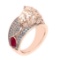 1.57 Ctw VS/SI1 Ruby and Diamond 14K Rose Gold Engagement Ring (ALL DIAMOND