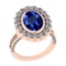 5.85 Ctw VS/SI1 Tanzanite And Diamond 18k Rose Gold Cocktail Ring