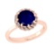 2.25 Ctw VS/SI1 Blue sapphire and Diamond Prong Set 14K Rose Gold Engagemen