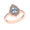 0.94 Ctw VS/SI1 Blue Topaz and Diamond Set 10K Rose Gold Engagaement Ring (