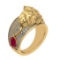 1.57 Ctw VS/SI1 Ruby and Diamond 14K Yellow Gold Engagement Ring (ALL DIAMO