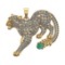 6.61 Ctw VS/SI1 Emerald and Diamond 14k Yellow Gold creature theme panther