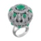 17.72 Ctw VS/SI1 Emerald and Diamond 14k white Gold Engagement Ring (ALL DI