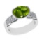 2.98 Ctw VS/SI1 Peridot And Diamond 14K White Gold Engagement Ring( ALL DIA