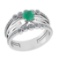 1.03 Ctw VS/SI1 Emerald and Diamond 14k white Gold Engagement Ring (ALL DIA