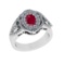 1.73 Ctw VS/SI1 Ruby and Diamond14K White Gold Engagement Ring
