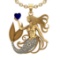 5.01 Ctw VS/SI1 Blue Sapphire and Diamond 14k Yellow Gold Pandant (ALL DIAM