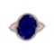 5.60 Ctw VS/SI1 Blue Sapphire And Diamond 14k Rose Gold Engagement Ring (AL
